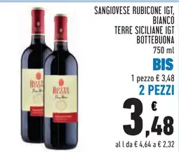 Conad Sangiovese Rubicone IGT, Bianco Terre Siciliane IGT Bottebuona offerta