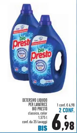 Conad Detersivo liquido per lavatrice Bio Presto classico offerta