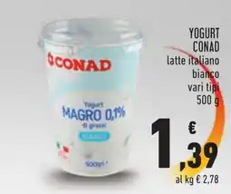 Conad Yogurt CONAD MAGRO 0,1% di grassi offerta