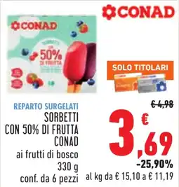 Conad Sorbetti CONAD ai frutti di bosco offerta