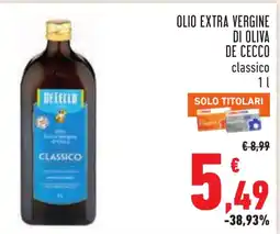 Conad Olio extra vergine di oliva De Cecco classico offerta
