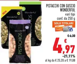 Conad Pistacchi con guscio Wonderful offerta