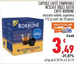 Conad Capsule caffè compatibili Nescafé Dolce Gusto Caffè Borbone offerta