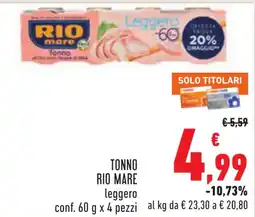 Conad TONNO RIO MARE leggero offerta
