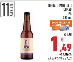 Conad Birra 11 Paralleli Conad IPA offerta