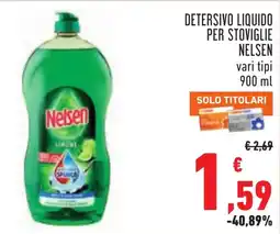 Conad Detersivo liquido per stoviglie Nelsen offerta