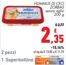 Conad Hummus di ceci Zorbas offerta