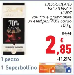 Conad Cioccolato Excellence Lindt offerta