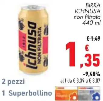 Conad Birra Ichnusa non filtrata offerta