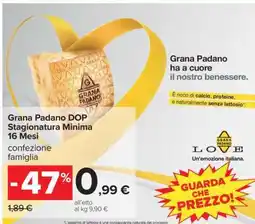 Carrefour Grana Padano DOP Stagionatura Minima 16 Mesi offerta