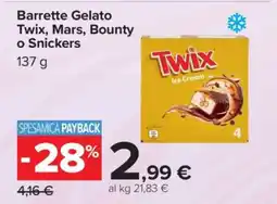 Carrefour Barrette Gelato Twix, Mars, Bounty o Snickers offerta
