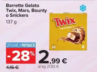 Carrefour Barrette Gelato Twix, Mars, Bounty o Snickers offerta
