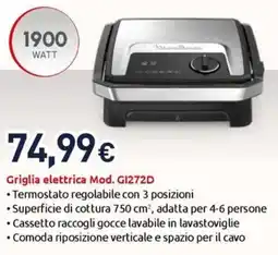 Unieuro Griglia elettrica Mod. GI272D offerta