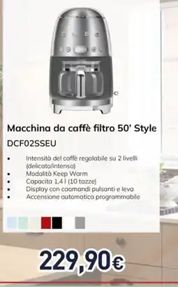 Unieuro Macchina da caffè filtro 50' Style SMEG offerta