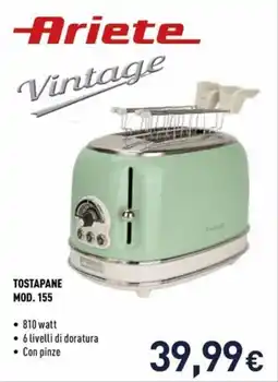 Unieuro Ariete Vintage Tostapane MOD. 155 offerta