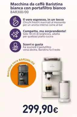 Unieuro Macchina da caffè Baristina bianca con portafiltro bianco offerta