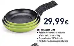 Unieuro Moneta set 3 padellle lime offerta
