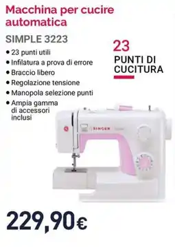 Unieuro Macchina per cucire automatica SIMPLE 3223 offerta