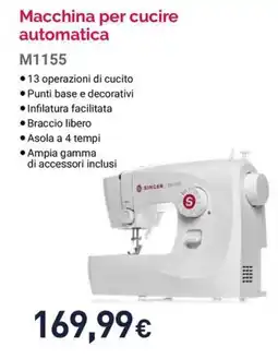 Unieuro Macchina per cucire automatica SINGER M1155 offerta