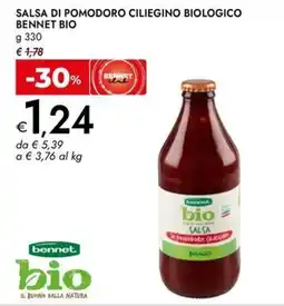 Bennet Salsa di pomodoro ciliegino biologico Bennet bio offerta