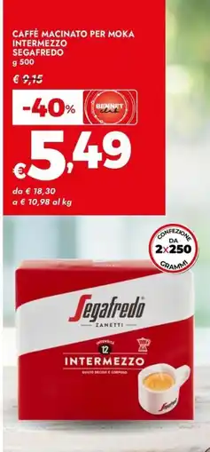 Bennet Caffè macinato per moka Intermezzo Segafredo offerta