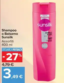 Carrefour Market Shampoo o Balsamo Sunsilk offerta