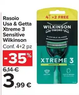 Carrefour Market Rasoio Usa & Getta Xtreme 3 Sensitive Wilkinson offerta