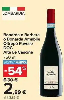 Carrefour Market Bonarda o Barbera o Bonarda Amabile Oltrepò Pavese offerta