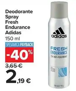 Carrefour Market Deodorante Spray Fresh Endurance Adidas offerta