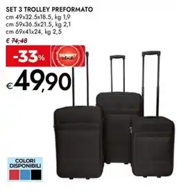 Bennet SET 3 TROLLEY PREFORMATO offerta