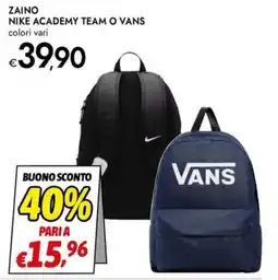 Bennet ZAINO NIKE ACADEMY TEAM O VANS offerta