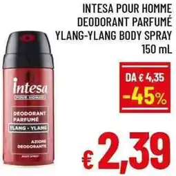 A&O Intesa pour homme deodorant parfumé ylang-ylang body spray offerta