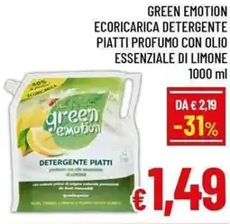 A&O Green emotion ecoricarica detergente piatti profumo con olio essenziale di limone offerta