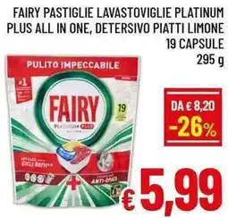 A&O Fairy pastiglie lavastoviglie platinum plus all in one, detersivo piatti limone offerta