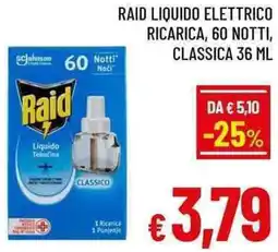 A&O Raid liquido elettrico ricarica, 60 notti, classica offerta
