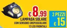 Satur Lampada solare con sensore crepuscolare 12 led frontali offerta