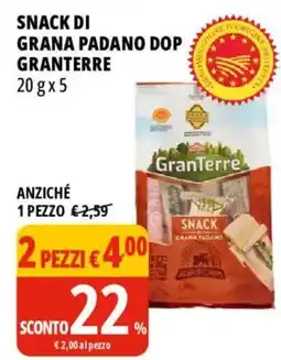 Tigros Snack di grana padano dop granterre offerta