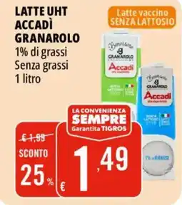 Tigros Latte uht accadì granarolo offerta