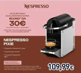 Unieuro Nespresso pixie offerta