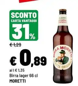 Iper La Grande Moretti birra lager offerta