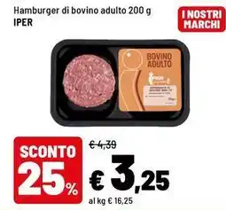 Iper La Grande Hamburger di bovino adulto IPER offerta