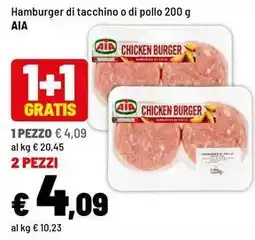 Iper La Grande Hamburger di tacchino o di pollo AIA offerta