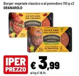 Iper La Grande Burger vegetale classico o al pomodoro Granarolo offerta