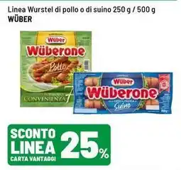 Iper La Grande Linea wurstel di pollo o di suino Wüber offerta