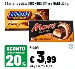Iper La Grande 6 Barrette gelato Snickers o Mars offerta