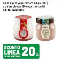 Iper La Grande Linea Alpi Yò yogurt intero o panna ghiotta Latteria Chiuro offerta