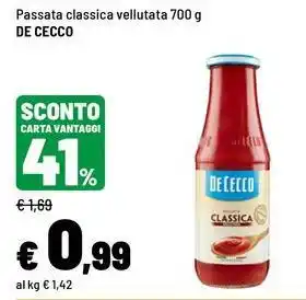 Iper La Grande Passata classica vellutata De Cecco offerta