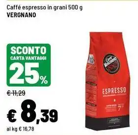 Iper La Grande Caffé espresso in grani Vergnano offerta