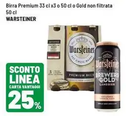 Iper La Grande Birra Premium o Gold non filtrata Warsteiner offerta