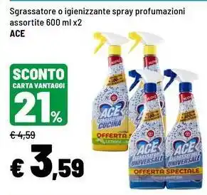 Iper La Grande Sgrassatore o igienizzante spray profumazioni Ace offerta
